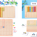 Wood Match Multiplication Toy, 3 in 1 Children Multiplication Board for Home