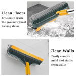 Cleaning Brush with Wiper 3 in 1 Tiles Cleaning Brush with Long Handle 120° Rotate Bathroom Floor Cleaning Brush Floor Scrub Bathroom Brush Home Kitche