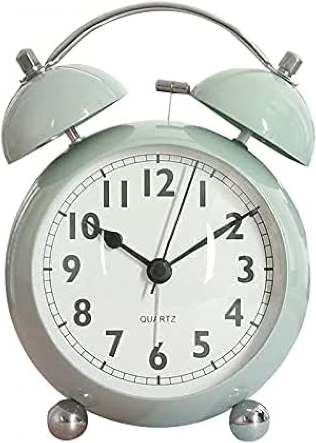 Alarm Clock, Loud Volume, Stylish, Tabletop, Analog, Clock Retro, Silent, Continuous Second Hand, Batteries Not Included (Green)