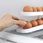 Egg Holder Storage - Egg Dispenser For Refrigerator - Egg Storage Basket With Rolling Holder - Kichen Countertop Organizer Fridge For 12-14 Eggs