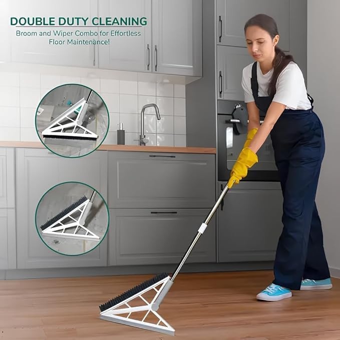 Multifunction Scraping Silicone Broom Sweeper 2 in 1 Floor Wiper with Brush Magic Broom for Cleaning, Squeegee Broom Sweeping Water and Pet Hair Remover, Silicone Scraping Broom (1Pcs)