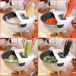 9 in 1 Multifunction Magic Rotate Vegetable Cutter with Drain Basket Large Capacity Vegetables Chopper Veggie Shredder Grater Portable Slicer Kitchen Tool